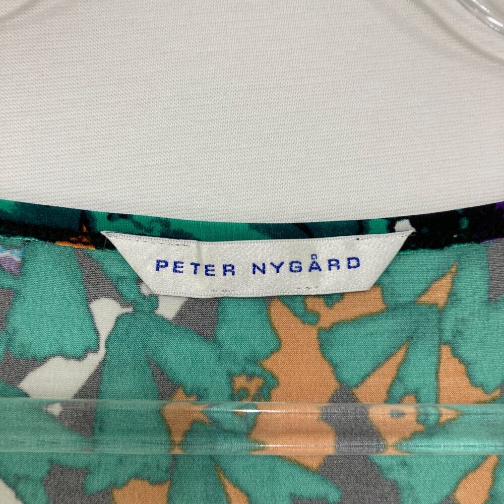 New Peter Nygard size XL Colorful Artsy Abstract Ruched Side Stretch‎ Knit Top - Picture 2 of 11